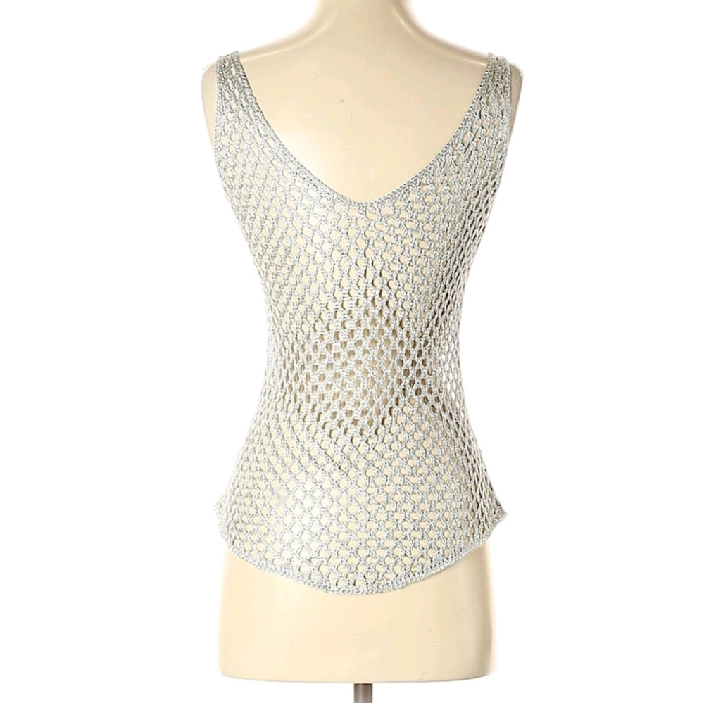 Vintage Silver Crochet Knit Tank by Knitline - Picture 6 of 7